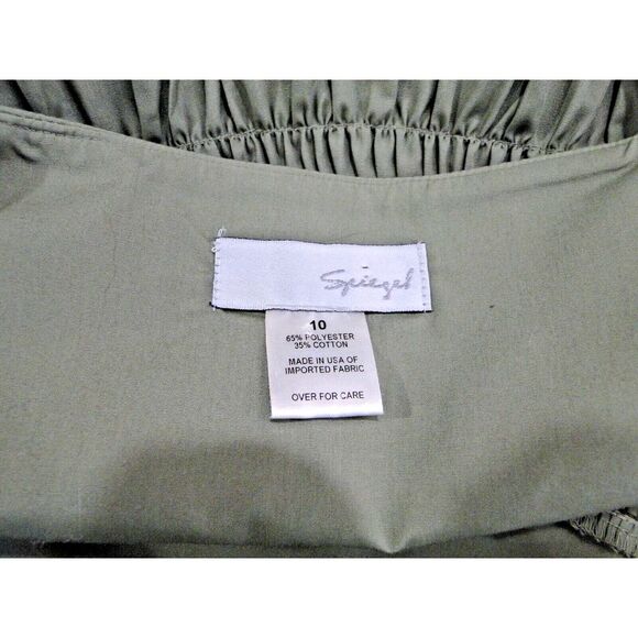 Vintage Y2k Spiegel Fit‎ To Flair Short Skirt Size 10 Olive Green Seamed 90s - Picture 5 of 5